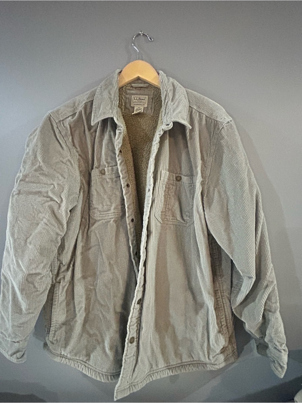L.L. Bean Men's Corduroy Sherpa Jacket - Light Gray